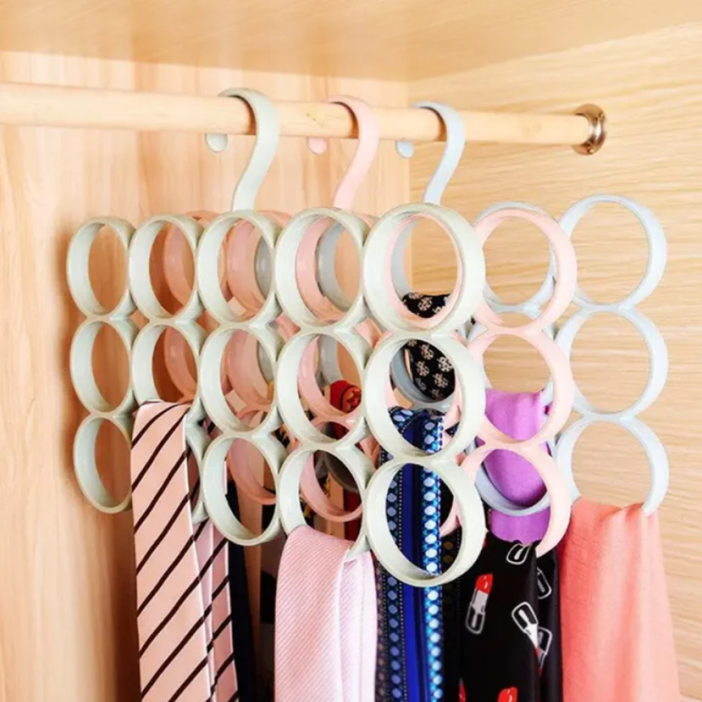 15 Ring Hole Hanger Plastic Hanging Storage, Organizer, Rack Scarf Holder