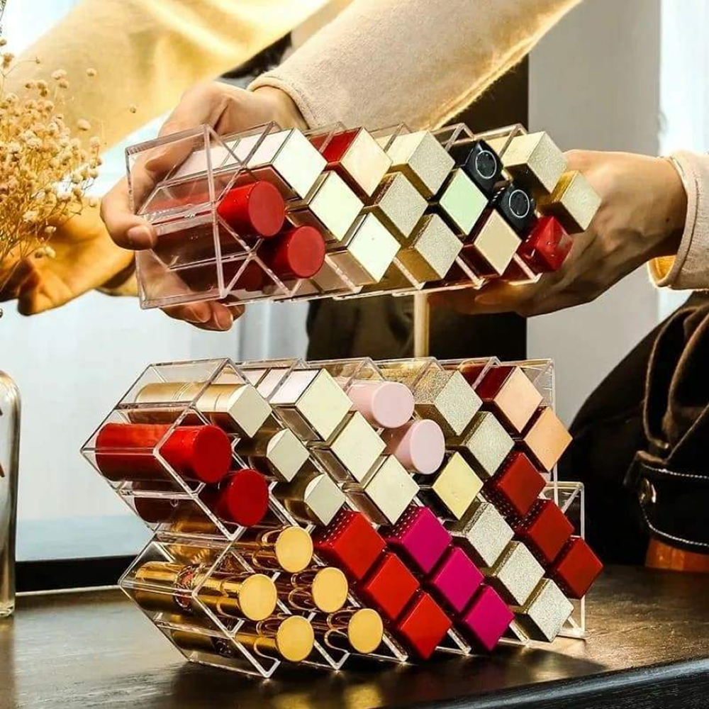 Lipstick Organizer 16 Grids Makeup Organizer Stand Lipstick Desktop Storage