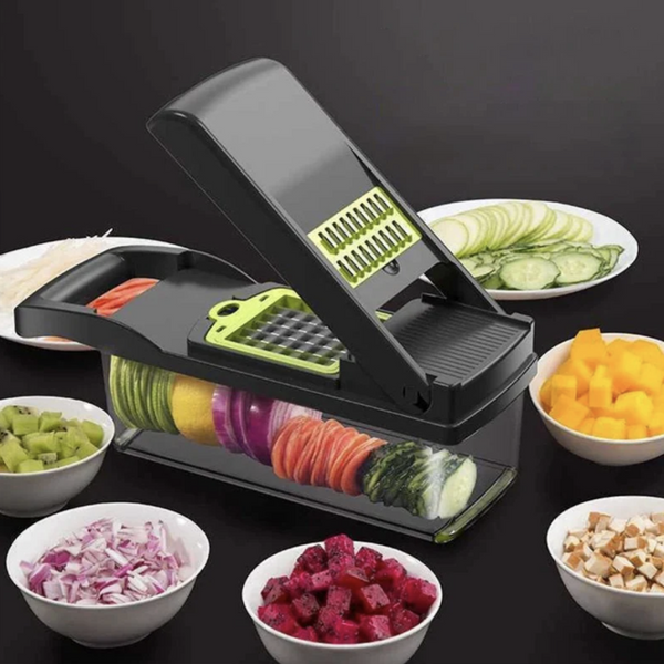 16-in-1 Vegetable Chopper & Mandoline Slicer – Multifunctional Food Cutter with Catch Container