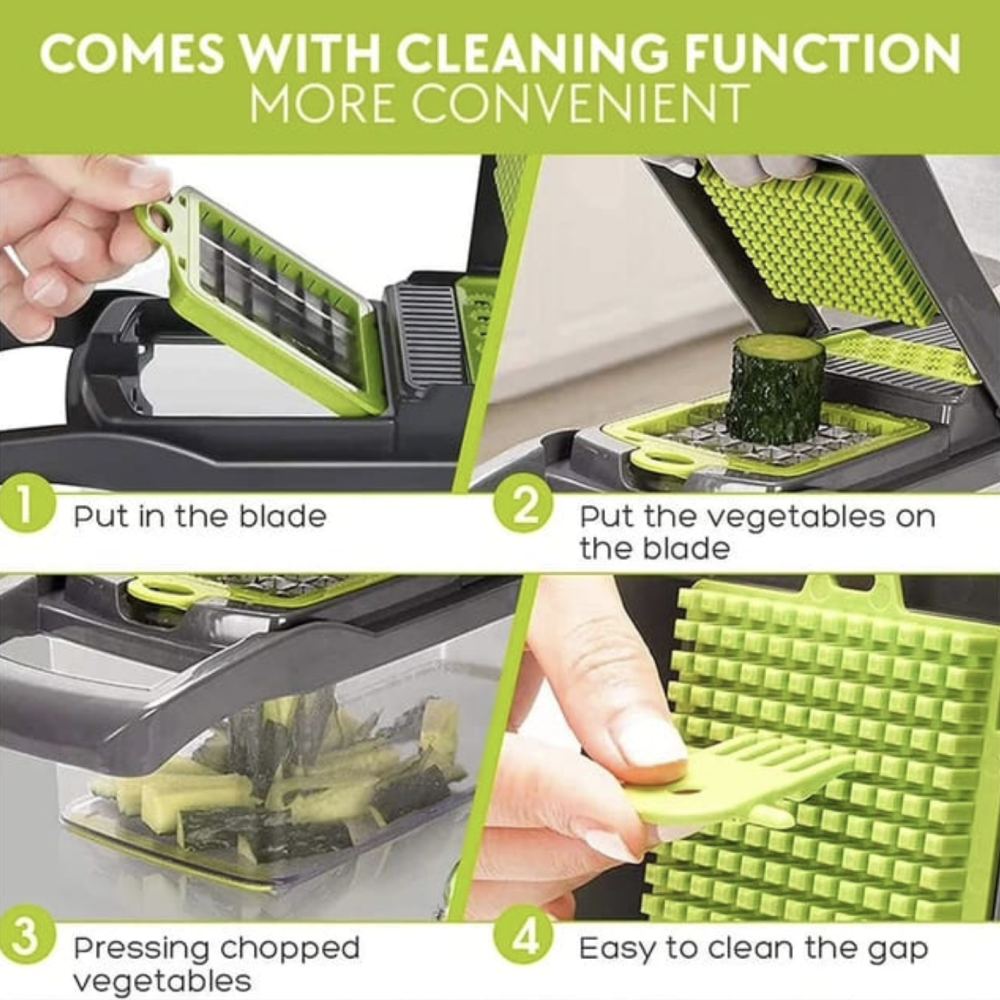 16-in-1 Vegetable Chopper & Mandoline Slicer – Multifunctional Food Cutter with Catch Container