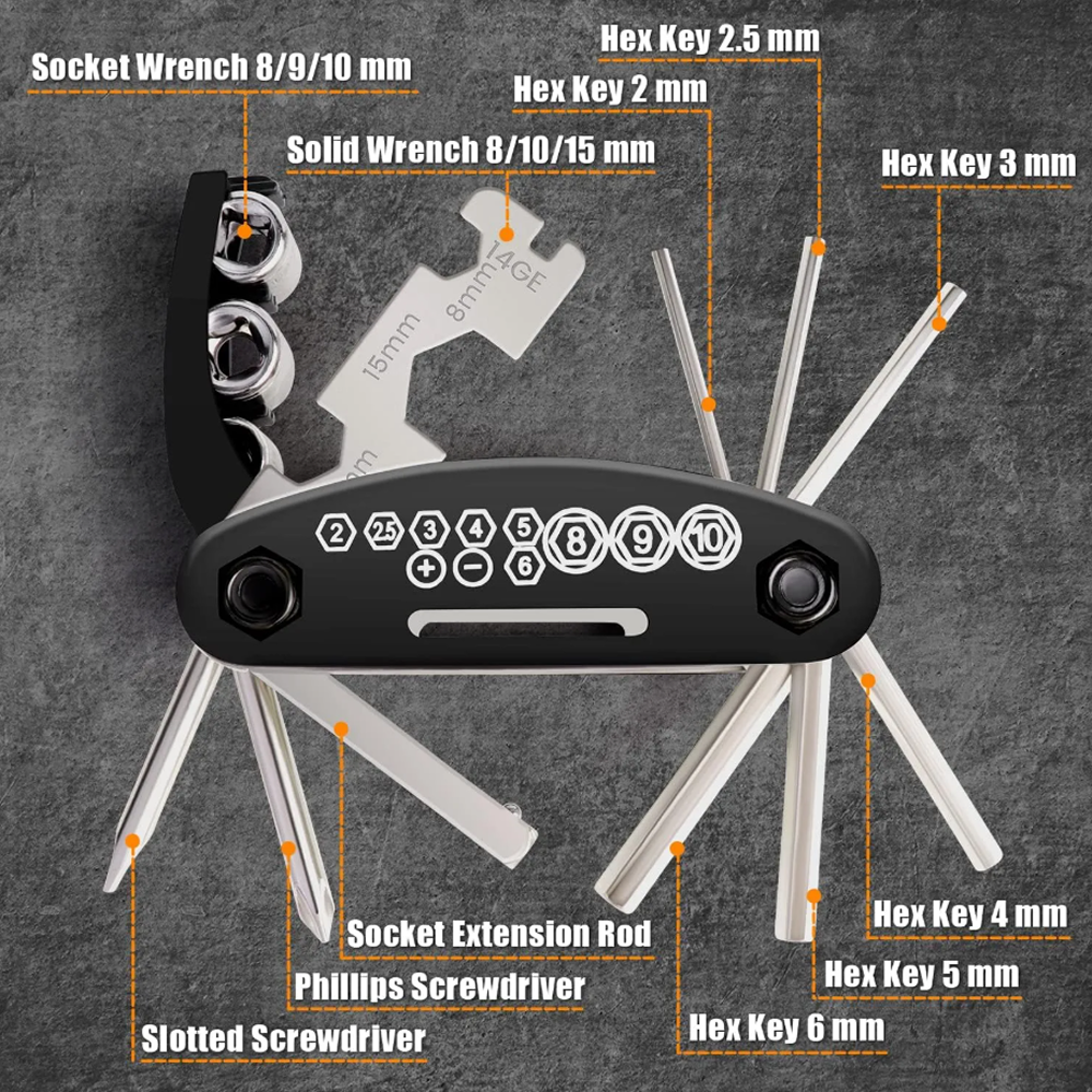 16 in 1 Portable Multifunctional Screwdrivers Kits for Motorcycle Cycling Screwdriver Bicycle Allen Wrench Pocket Tool sets
