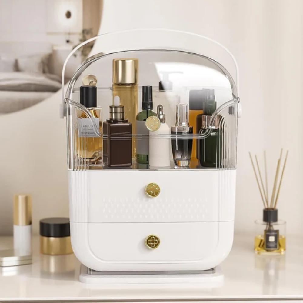 2 Drawer Large-Capacity Makeup Storage Box & Vanity Organizer for skincare and Jwellery