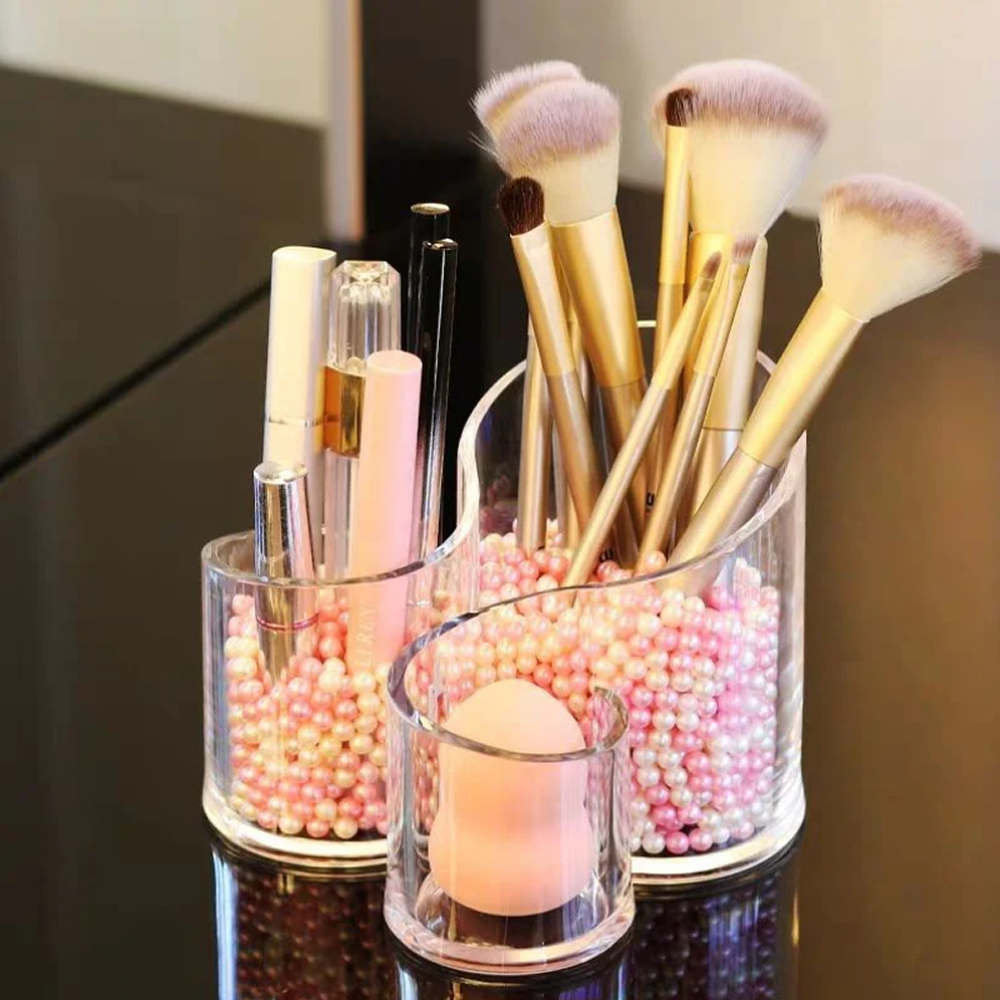 Cosmetic Makeup Organizer Transparent Acrylic Lipstick Holder Display Stand, S makeup brush holder