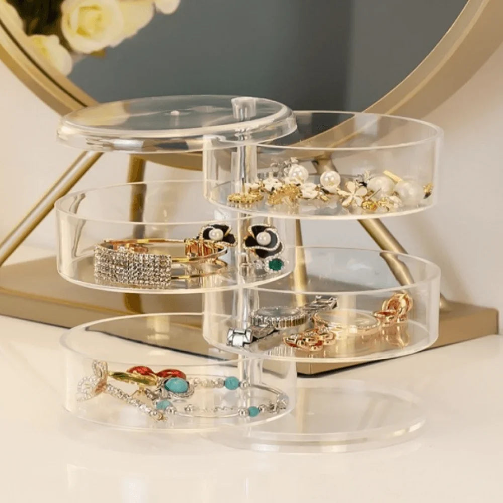 Transparent 4 Layer Rotating Acrylic Jewellery Organizer