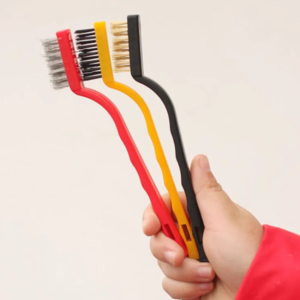 3 Pcs Wire Brush Set includes Steel , Brass & Nylon Brushes for Cleaning Rust Removal cleaners