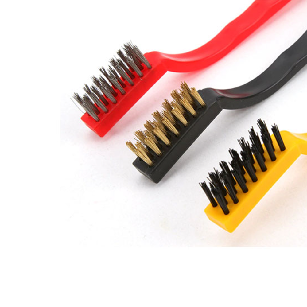 3 Pcs Wire Brush Set includes Steel , Brass & Nylon Brushes for Cleaning Rust Removal cleaners