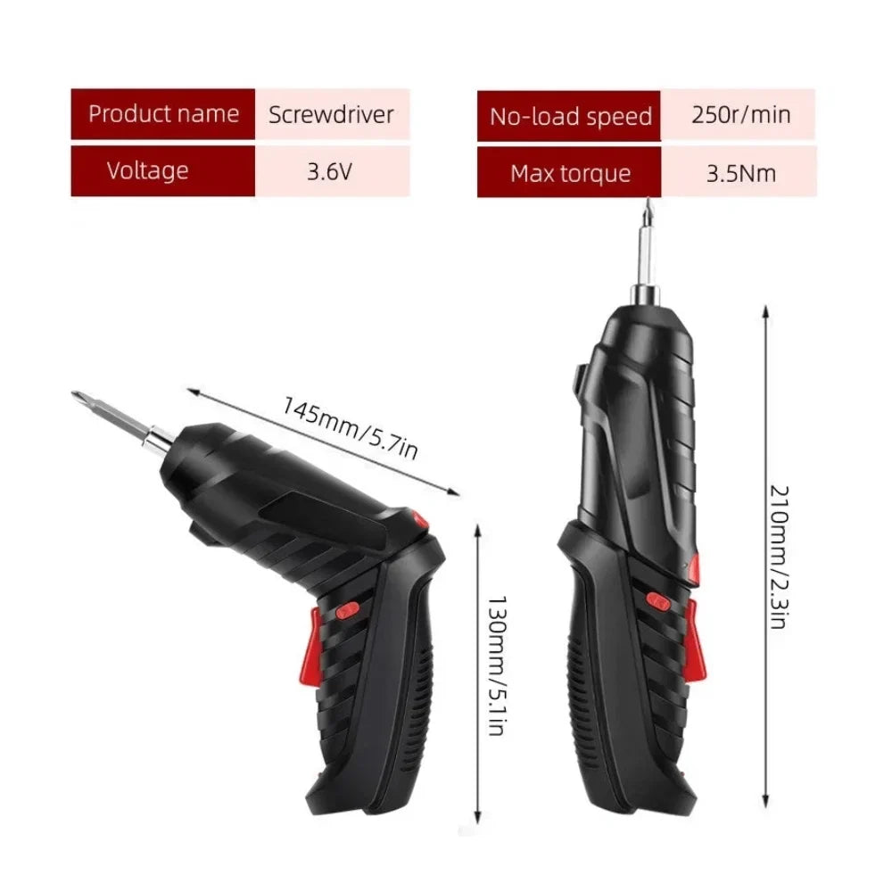 Cordless Electric Rechargeable Screwdriver Set