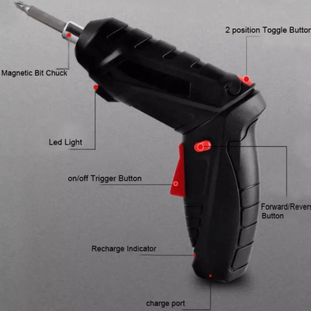 Cordless Electric Rechargeable Screwdriver Set