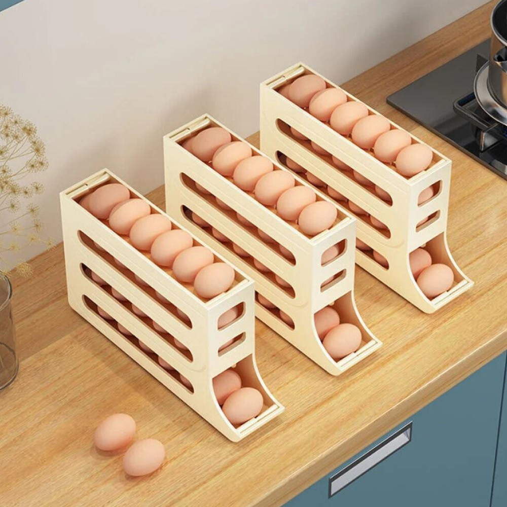 RollDown Egg Dispenser, Automatic 3-Tier Rolling Egg Dispenser