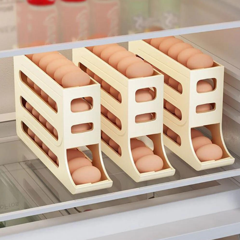 RollDown Egg Dispenser, Automatic 3-Tier Rolling Egg Dispenser