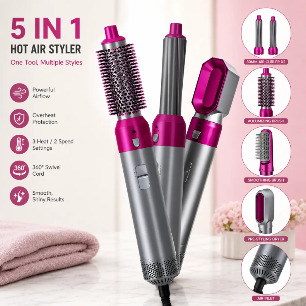 5 in 1 Hair Styler – High-Speed Hot Air Multi-Styling Tool