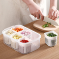 6 Compartment Plastic Fridge Organizer Box With Drain Basket BPA-Free Refrigerator Food Storage Containers