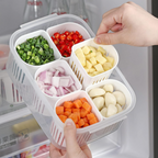6 Compartment Plastic Fridge Organizer Box With Drain Basket BPA-Free Refrigerator Food Storage Containers