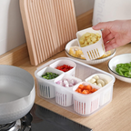 6 Compartment Plastic Fridge Organizer Box With Drain Basket BPA-Free Refrigerator Food Storage Containers