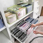 7 Grids Washable Wardrobe Clothes Organizer, Jeans Compartment Storage Box, Clothes Drawer Mesh Separation Box, Portable Foldable Closet