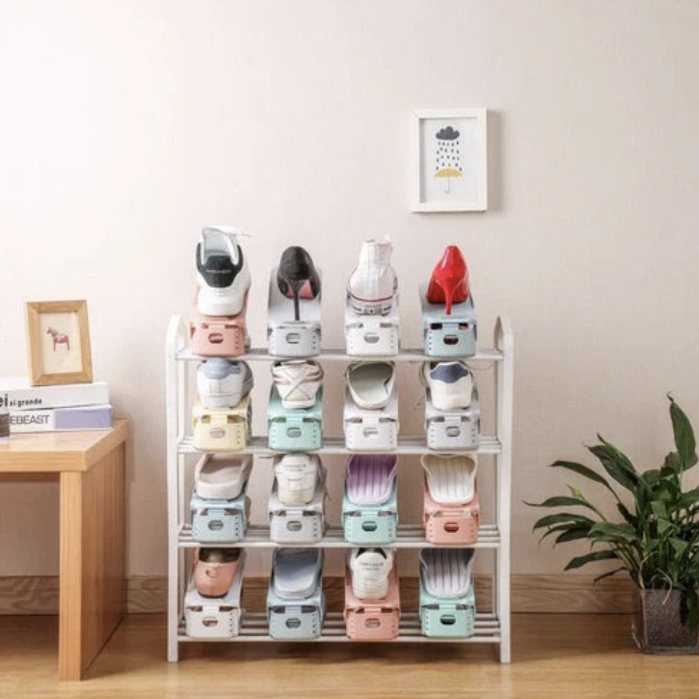 Adjustable Shoe Organizer Footwear Support Rack Cabinet Slot Saving Storage Stand