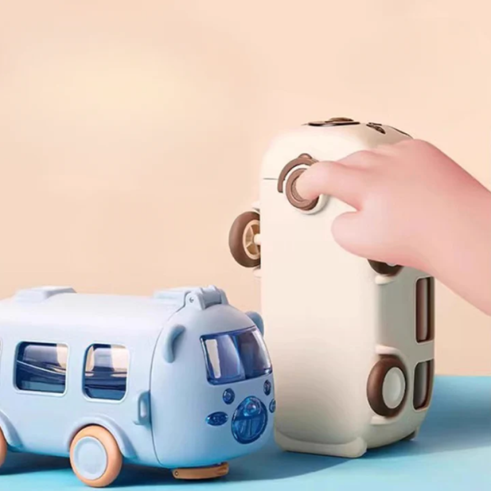 Cute Bus Shaped Creative Water Bottle With Straw for KIds