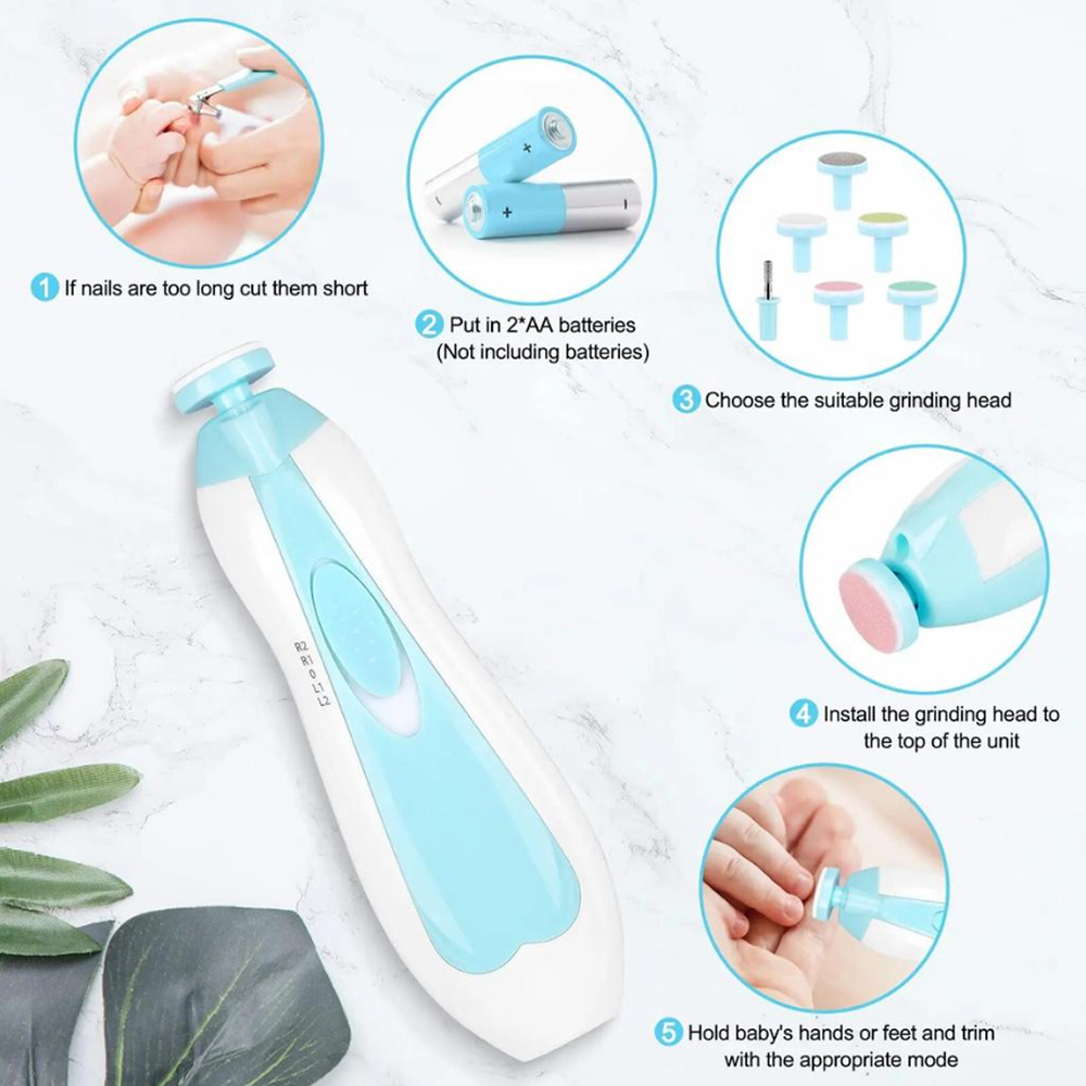 6 in 1 Baby Nail Trimmer Electric, Baby Nail Clippers Safe Baby Nail File Kit, Baby Manicure Pedicure Nail Clippers Set