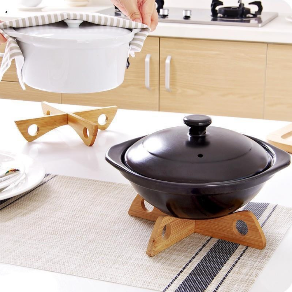 Bamboo Wooden Heat Resistant Pan Mats Set, Kitchen Cooking Bowl Holder Removable Cup Coaster, Cooking Tools Set, Handmade Wooden Coaster Set