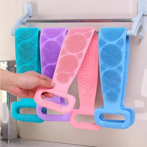 Silicone Bath Body Brush Soft Rubbing Exfoliating Massage Scrubber Belt for Men Women