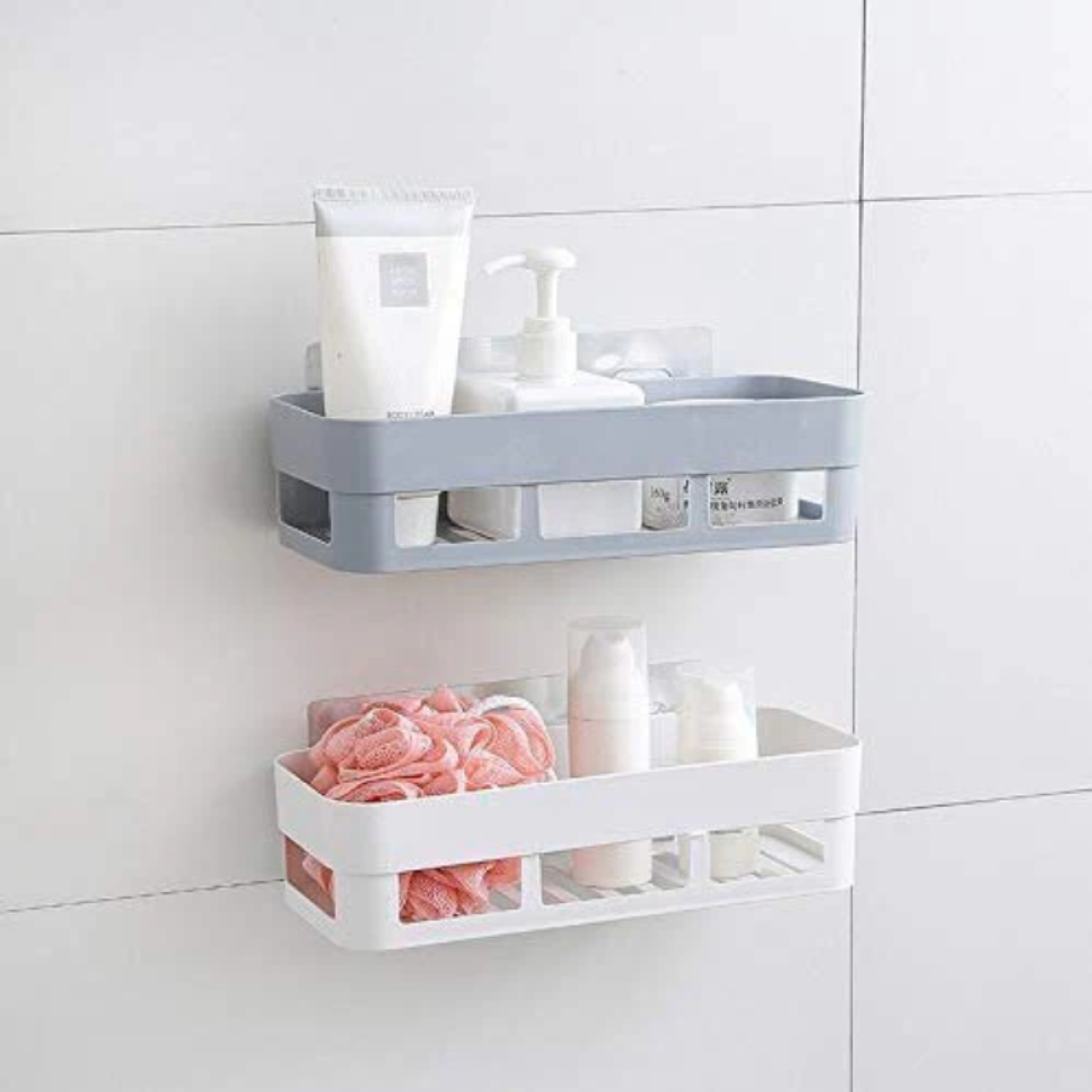 Plastic Inter Design Bathroom Kitchen Organizer Shelf Rack Shower Corner with Wall Mounted storage Suction Cup