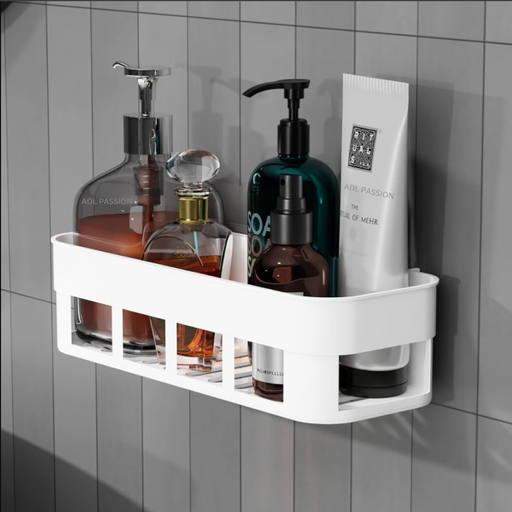 Plastic Inter Design Bathroom Kitchen Organizer Shelf Rack Shower Corner with Wall Mounted storage Suction Cup