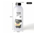 We Bare Bear Frosted Water Bottle - 1000ml Milk Juice Cute Water Bottle Cute Panda Bear Cup Plastic Transparent Frosted Cartoon Waterbottle with Straw