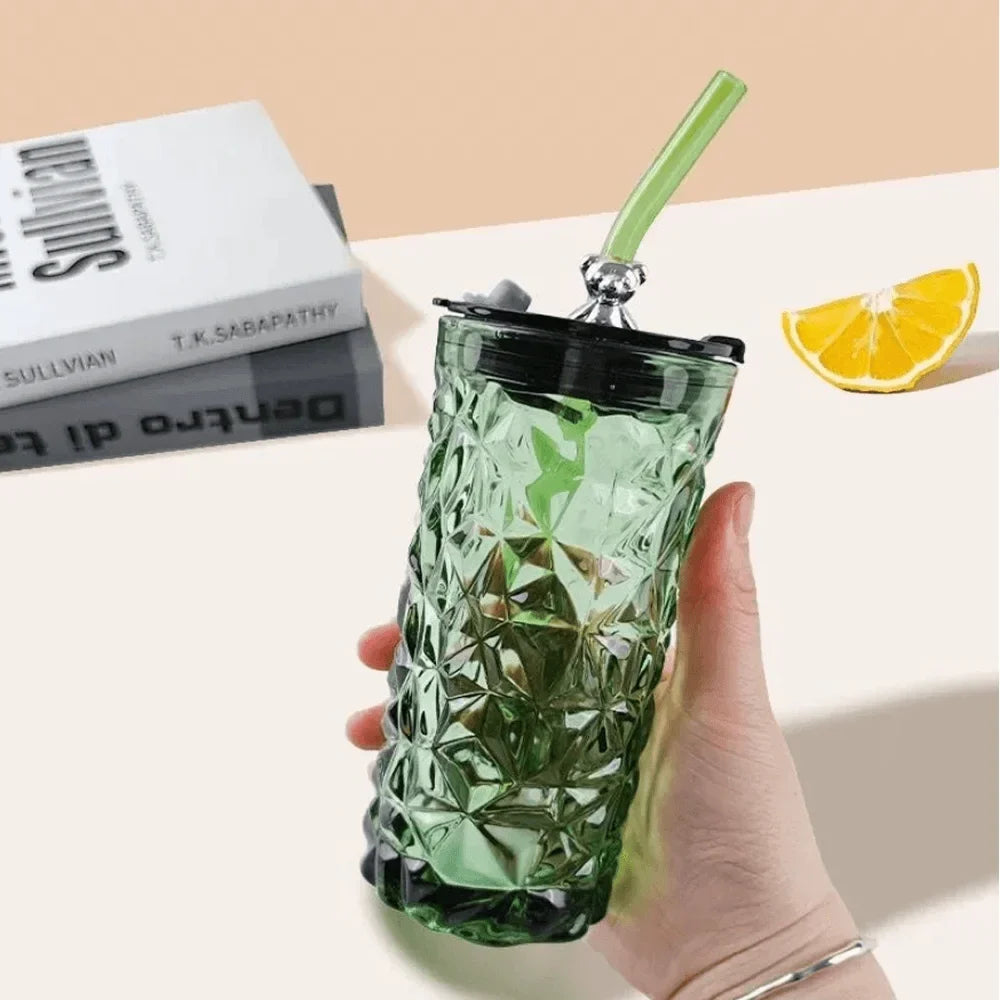 Luxury Bear Cap Transparent Glass Water Cup
