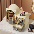 Rotating Bear Makeup Organizer Stylish Makeup Plastic Storage Box with Drawers Dust Proof Vanity Desktop Case