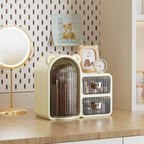 Rotating Bear Makeup Organizer Stylish Makeup Plastic Storage Box with Drawers Dust Proof Vanity Desktop Case