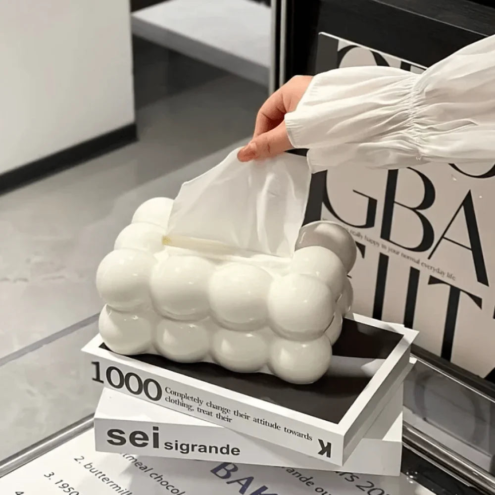 Bubble Shape Tissue Box Holder, Non Slip Ceramic Tissue Box Cover, Desktop Tissue Organizer