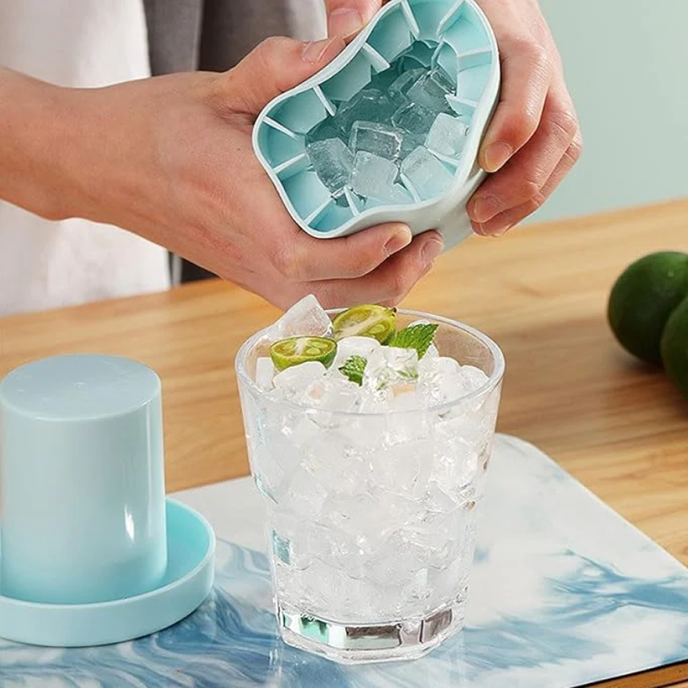 Ice Cube Mold Ice Trays, Silicone Ice Bucket, (2 in 1) Ice Cube Maker, Round,Portable - Silicone Ice Cube Mold Round Ice Bucket