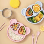 8 Plate With Stand Cartoon Bear Shape Reusable Children Plate Food Grade