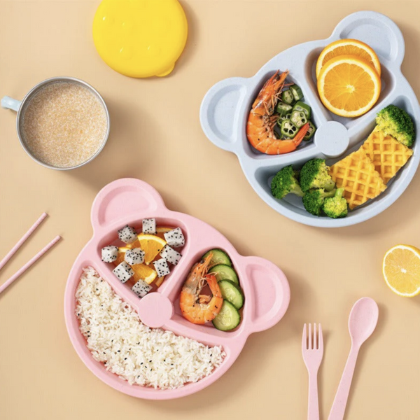 8 Plate With Stand Cartoon Bear Shape Reusable Children Plate Food Grade