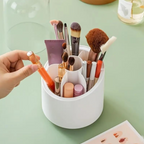 360° Rotating Makeup Brush Storage Box Portable Desktop Cosmetic Organizer