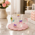 Cute 3D Bow Design Glass Cup, Aesthetic Bow Transparent Glass Mug