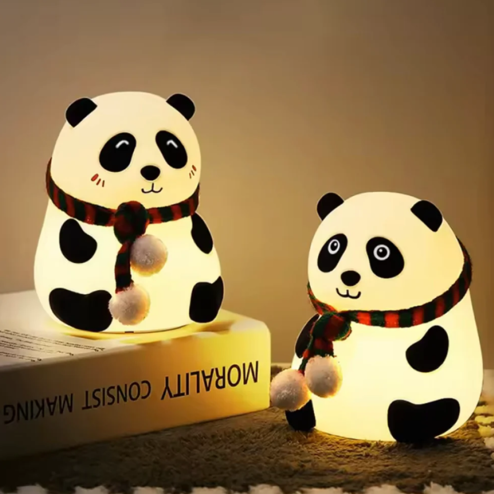 Cute Cartoon Panda LED Night Light Silicone Pat Sensor Seven Color Light Lamp