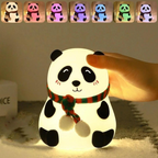 Cute Cartoon Panda LED Night Light Silicone Pat Sensor Seven Color Light Lamp
