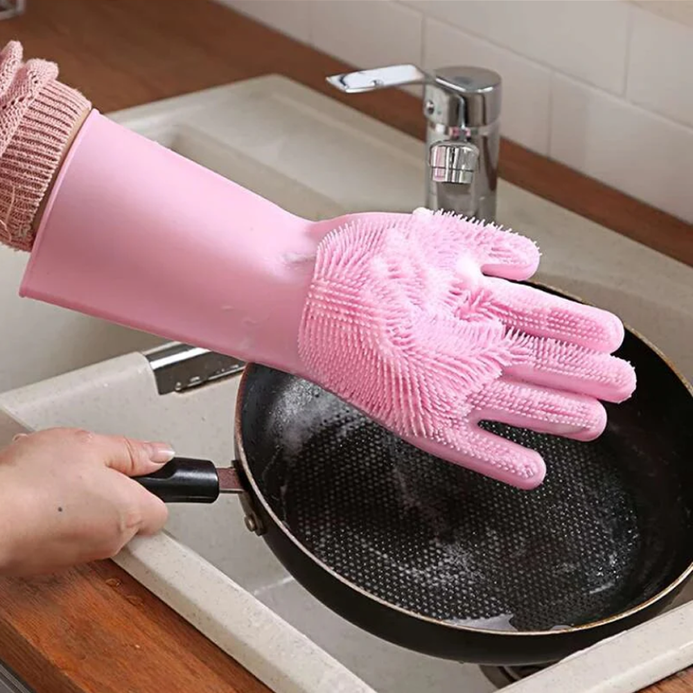 Magic Silicone Dishwashing Cleaning Sponge Gloves