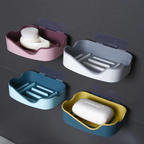 Double Layers Drain Soap Holder Wall Mount Soap Dish Stick-on Soap Saver With Drain