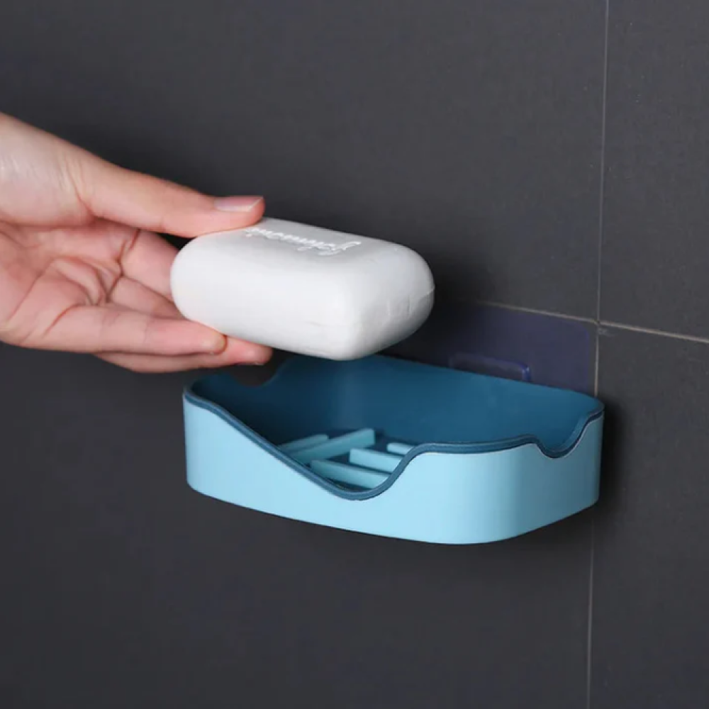 Double Layers Drain Soap Holder Wall Mount Soap Dish Stick-on Soap Saver With Drain