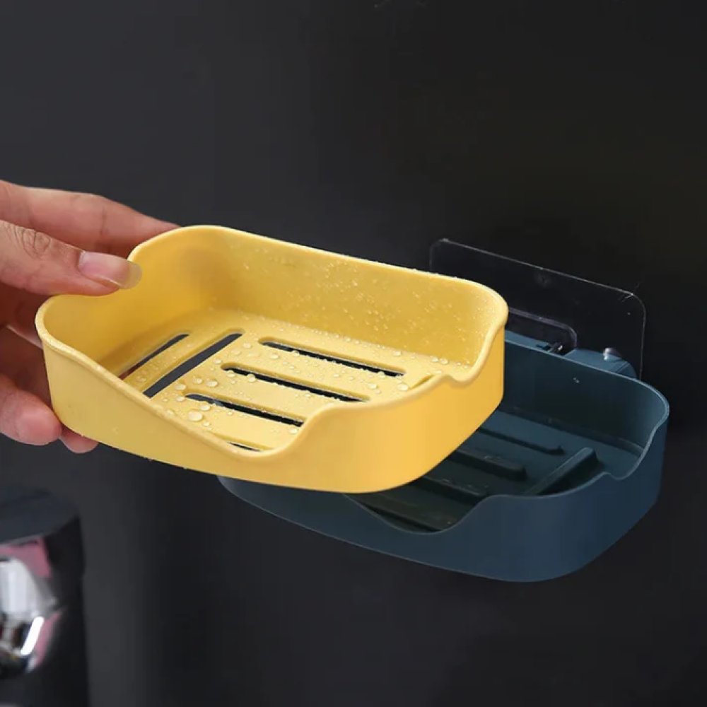 Double Layers Drain Soap Holder Wall Mount Soap Dish Stick-on Soap Saver With Drain