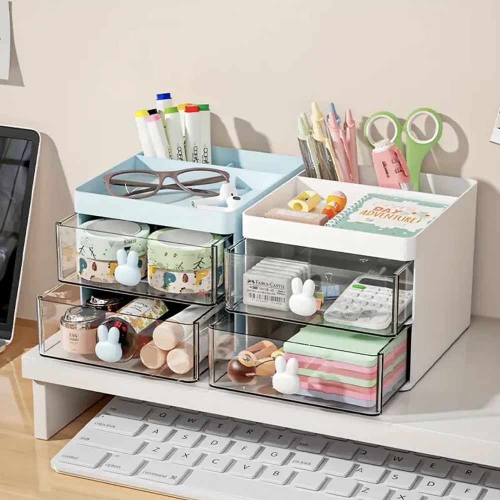 Drawer style pen holder, household office desk, Makeup Organizer with Jewelry and Watch Storage