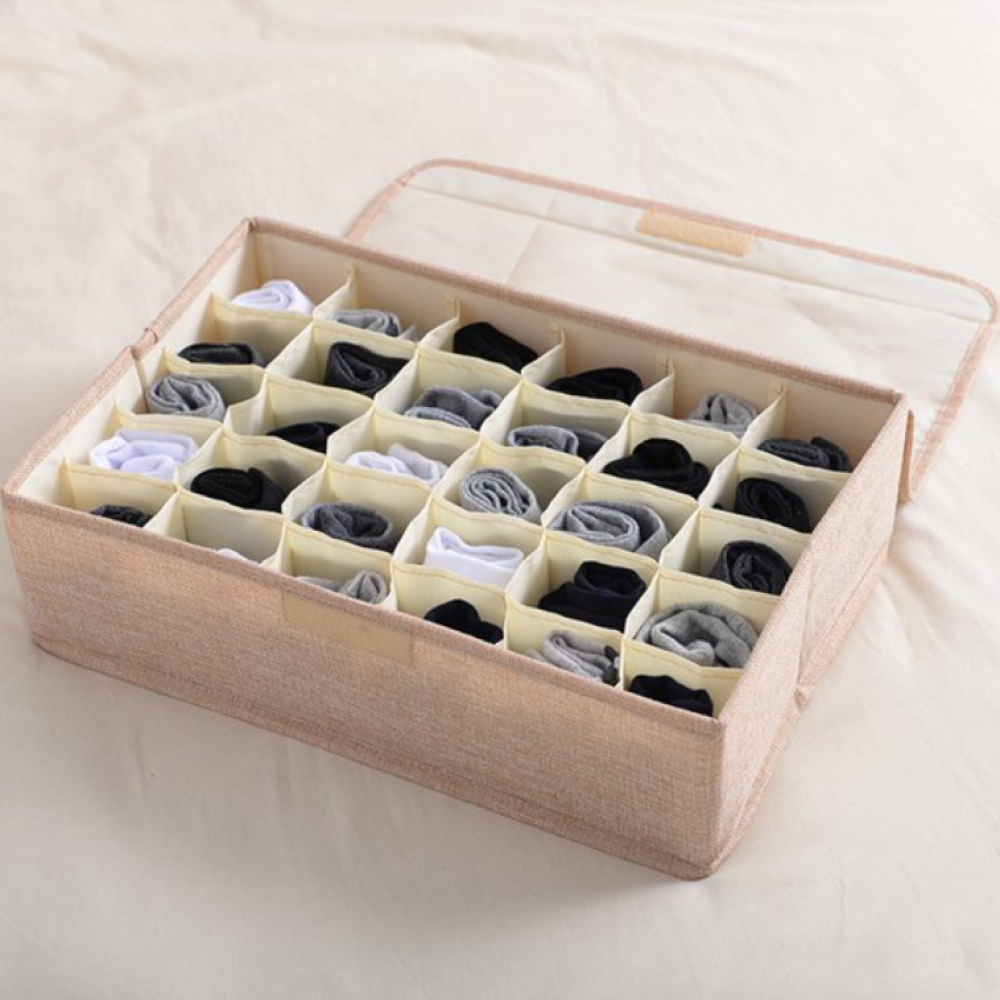 24 Pockets Organizer - Drawer Organizer - Sock Drawer Organizer Divider Underwear Storage Boxes