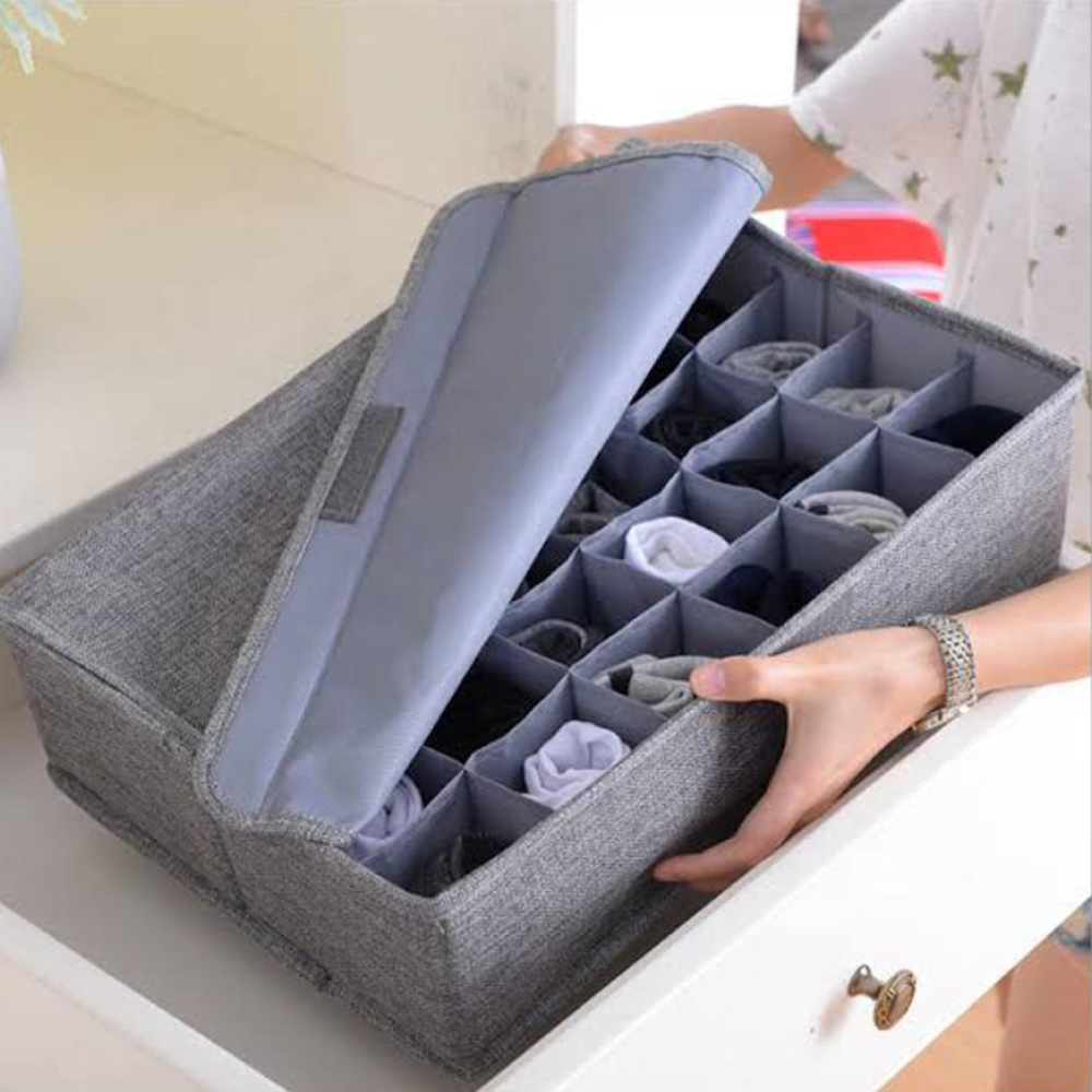 24 Pockets Organizer - Drawer Organizer - Sock Drawer Organizer Divider Underwear Storage Boxes