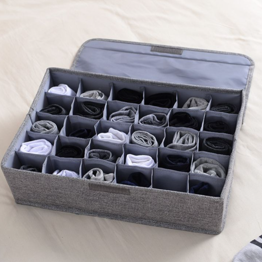 24 Pockets Organizer - Drawer Organizer - Sock Drawer Organizer Divider Underwear Storage Boxes