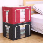 Foldable Oxford Cloth Steel Frame Clothing Quilts Pillows Storage Bag Folding Organizer Box Storage Bag Zipper Lid
