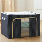 Foldable Oxford Cloth Steel Frame Clothing Quilts Pillows Storage Bag Folding Organizer Box Storage Bag Zipper Lid