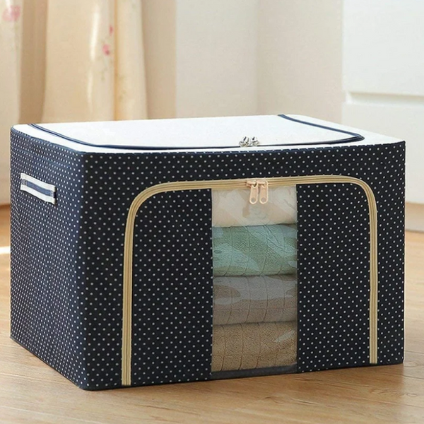 Foldable Oxford Cloth Steel Frame Clothing Quilts Pillows Storage Bag Folding Organizer Box Storage Bag Zipper Lid