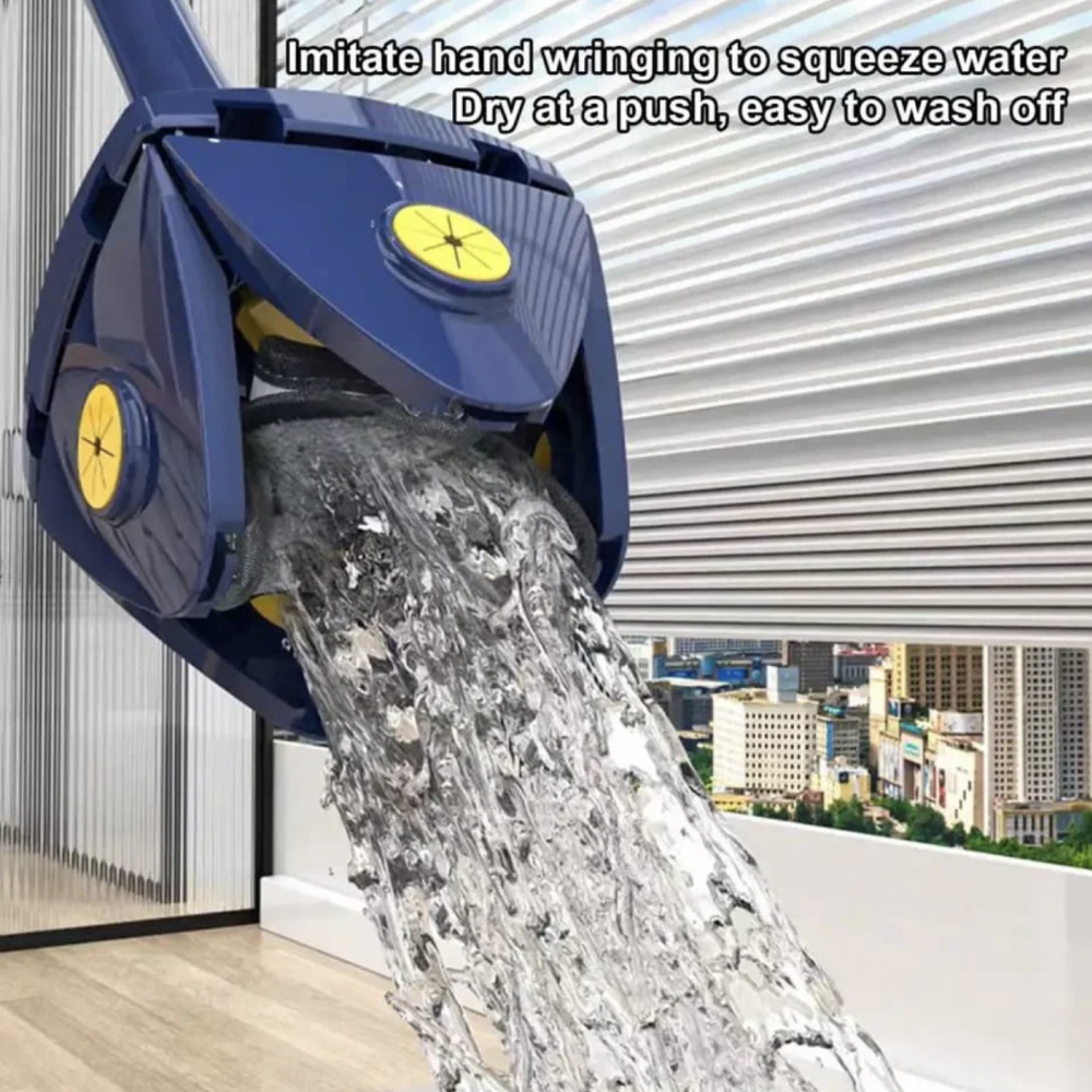 Twist n Squeeze Rotable 4 Leaf Shape Extendable Microfiber Mop For Floor 4 Sided